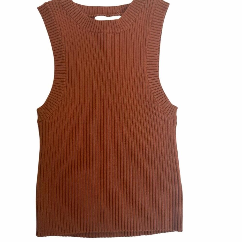 By Together brown ribbed knit sleeveless top